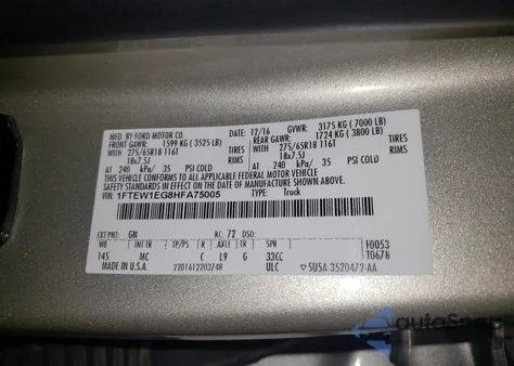 2017 Ford F150 Supercrew from USA, damaged, VIN 1FTEW1EG8HFA75005